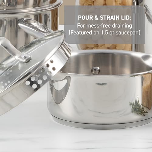 image for T-fal Stainless Steel Cookware Set 11 Piece, Induction, Oven Broiler S