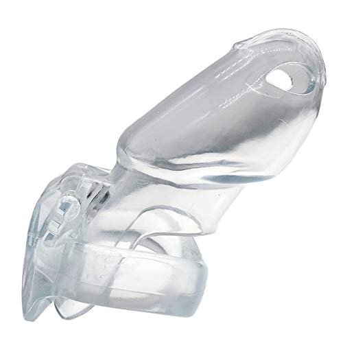 Image of HT-V4 Chastity Cage for Men | 5 Adjustable Wide Rings & 6 Colors | Beginner-Friendly | Adult Sex Toy with Sizing Guide (Transparent, Maxi)
