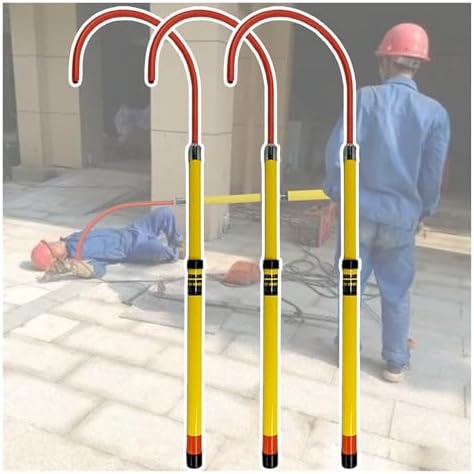 3 Pcs Electric Safety Hooks with Extendable Pole, Durable Fiberglass Rod for Construction Sites, High Voltage Life Hooks (3 pcs, 3.3-6.6 ft/1-2 m)
