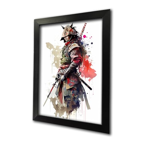 Impression samouraï japonais encadrée A4 habille un mur blanc sans effort