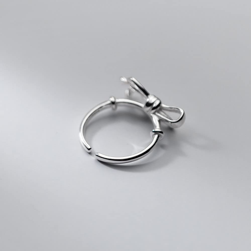 Verstellbarer Ring, S925 Sterling Silber Schmetterling Knoten Ring Verstellbare Ringe Temperament Offener Ring Silber Daumenring Ewigkeitsring Hochzeit Charme Schmuck Geschenke Für Männer Mädchen