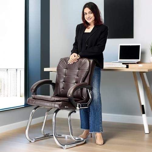 RATISON Stainless Steel Special Director Principal Manager Office Visitor Study Chair with Arm Rest with Double Pipe Frame and Cushioned Seat Back... - Image 5