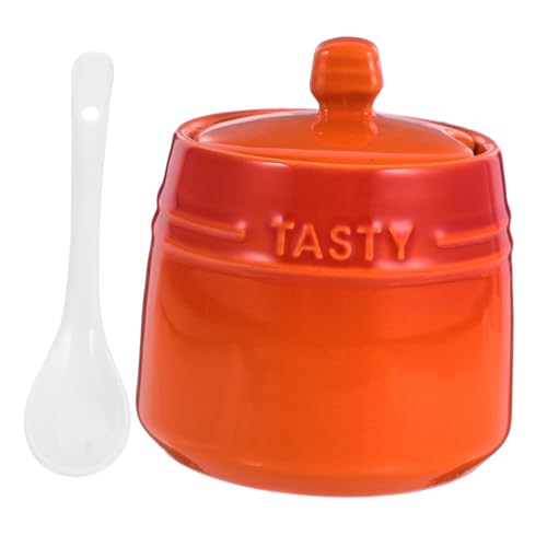MUCKLILY 1 Set Seasoning Jar with Spoon Salt Canister for Condiments Kitchen Storage and Spice Organization Smooth and Elegant Design Easy to Clean Multi Use Spice Pot