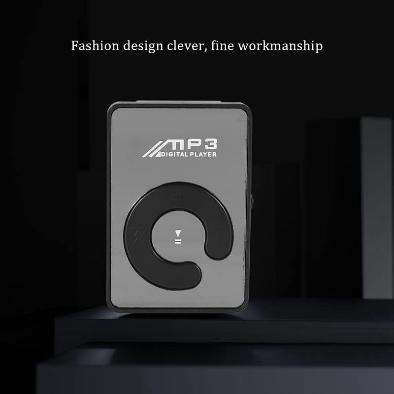 Image of BIGASUO Mini Mirror Clip USB Digital Mp3 Music Player Support 8GB SD TF Card Black, Dark Black