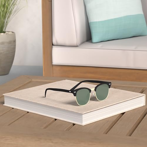 Image of AEVOGUE Polarized Semi Rimless Sunglasses for Men Women, Retro UV400 Sun Glasses for Driving Outdoor
