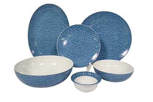 Hitkari Potteries Porcelain Emboss Dinner Set for Home, Kitchen, Blue, 27-Pieces…