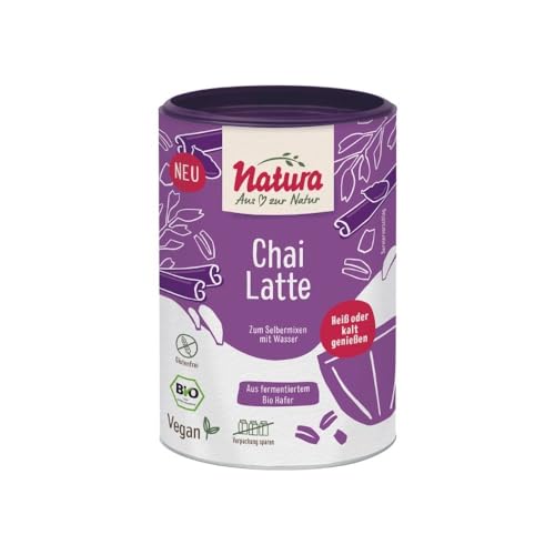 NATURA Bio Chai Latte Haferdrink Pulver aus fermentiertem Hafer - 100% glutenfrei & vegan - Instant Haferpulver 250 g für ca. 2,5 Liter