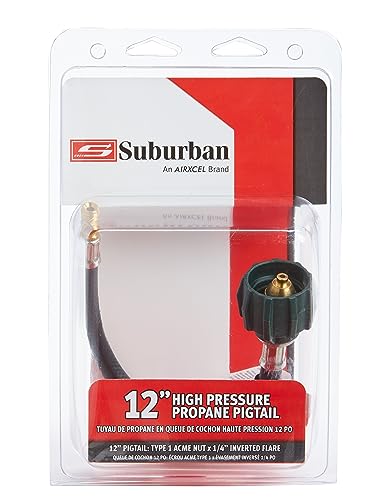 Image of Suburban LP-PT12F 12-Inch Pigtail Type 1 Acme Nut with 1 /4-Inch Inverted Flare for Safe and Easy Propane Gas Transfer in Your RV or Motorhome