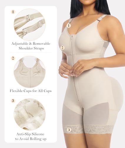Image of YIANNA Fajas Colombianas Moldeadoras Postpartum Shapewear Tummy Control for Women Butt Lifter Body Shaper with Zipper Crotch