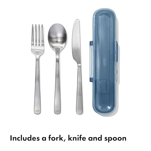OXO Good Grips Prep and Go Utensils With Case - Ocean Blue | Reusable Stainless Steel Fork, Knife & Spoon, Compact Travel Case, Ideal for Work, School, Picnics, Dishwasher Safe - image 3