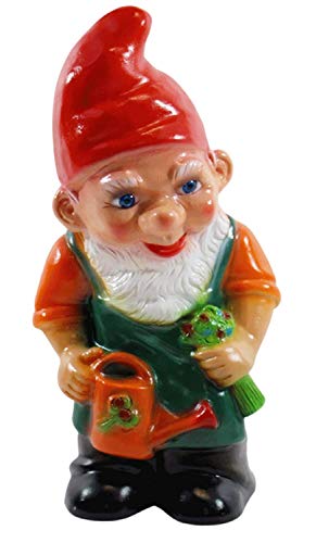 RAKSO Deko Figur Zwerg H 28 cm Gartenzwerg stehend mit Gießkanne Gartenfigur aus Kunststoff