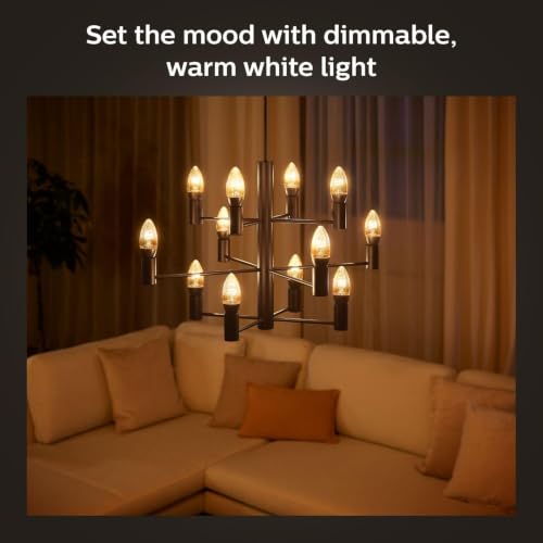 Image of Philips Hue White Ambiance Filament E12 Candle Bulb Full Range of White Light, Compatible with Alexa, Google Assistant, and Apple HomeKit, Black