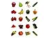 Just4fun 240 Fruits & Vegetables Stickers - Veggies Nutrition Health - Teacher Motivational Rewards Education Classroom Party Favors