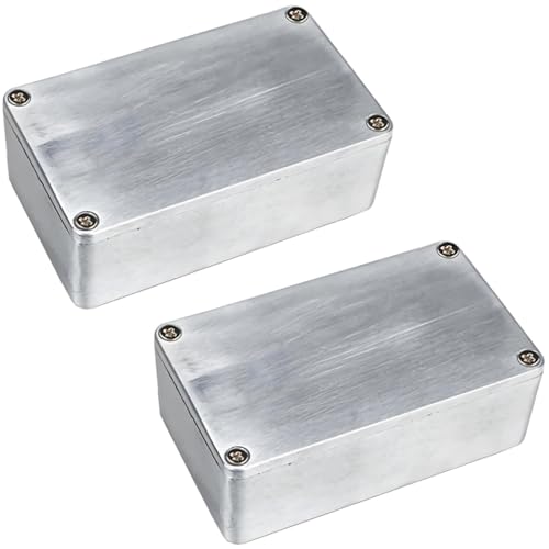 LKRXW 2Pcs 1590G Guitar Effect Pedal Case Diecast Metal Aluminum Stomp Box Case Enclosure Electronics Project Box Enclosure with Screws 100mmx50mmx26mm 3.94 x 1.97 x 1.02