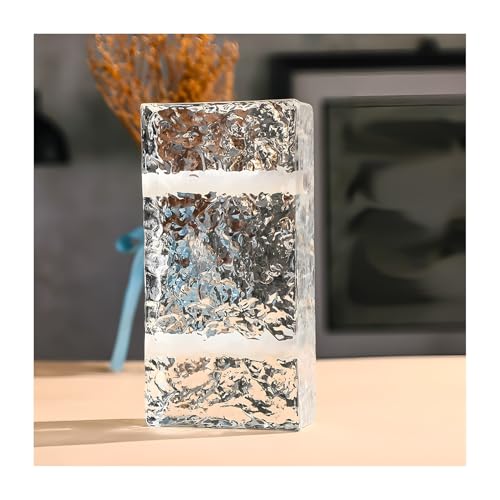 Bloc de verre texturé cristal de glace rectangulaire transparent avec trou x5