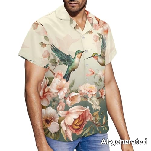 Image of Hawaii Matching Couple Outfits Husband and Wife Clothing Fashionable Mens Casual Shirts Hawaii Dress with Soft Fabric