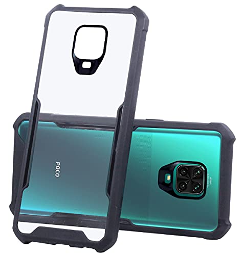 Image of Jkobi Back Cover Case for Poco M2 Pro (Crystal Glass Back | Camera Protection | Shockproof Bumpers | Professional Black)