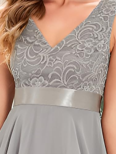 Image of Ever-Pretty Women's Spring V Neck Lace Chiffon A Line Prom Dresses Semi Formal Cocktail Wedding Guest Dress 0207