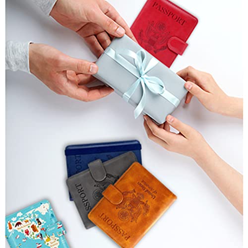 Rsaquar Passport Holder For Women And Men, Premium Pu Leather Travel Passport Wallet Rfid Blocking Passport Cover Travel Documents Organizer With Pen Holder, Blue #TOP7