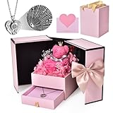 結婚記念日 プレゼント 妻 大容量 ブリザードフラワー ジュエリーボッ 記念日 プレゼント 彼女 プリザーブドフラワー バラ プレゼント ぶりざーどフラワ ギフト 母の日 誕生日 プレゼント 白い日のプレゼント人気 入学 卒業 ギフト お見舞い (ピンク)