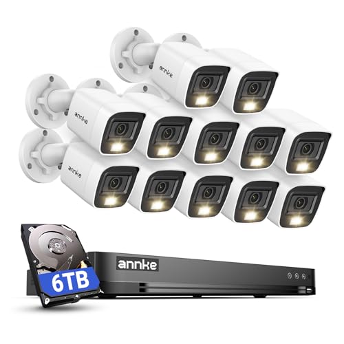 ANNKE Grabador DVR Lite 3K de 32 Canales con Detección de Movimiento por IA y Disco Duro de 6 TB, Sistema de Cámaras de Seguridad Analógicas 12x 1080P con Visión Nocturna en Color Inteligente