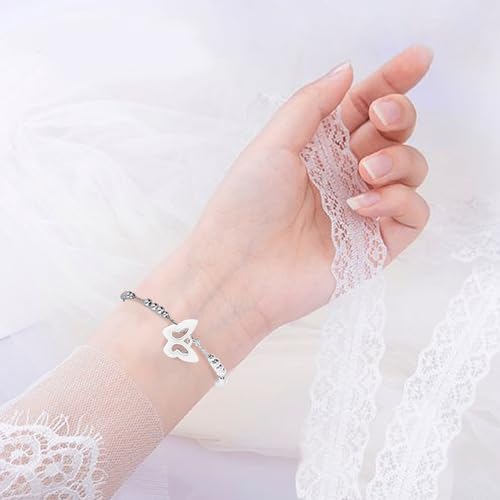 Image of Gifts for Women S925 Sterling Silver Purple Butterfly Bracelet,Adjustable Charm Bracelets Jewelry Present for Women,Anniversary Holiday Christmas Birthday Gifts for Mother Wife Daughter