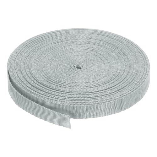 MECCANIXITY Flat Nylon Webbing Strap 3/8 Inch 10 Yards Polypropylene Webbing Bright Grey for Backpack, Luggage-Rack, Outdoor Climbing, DIY Craft