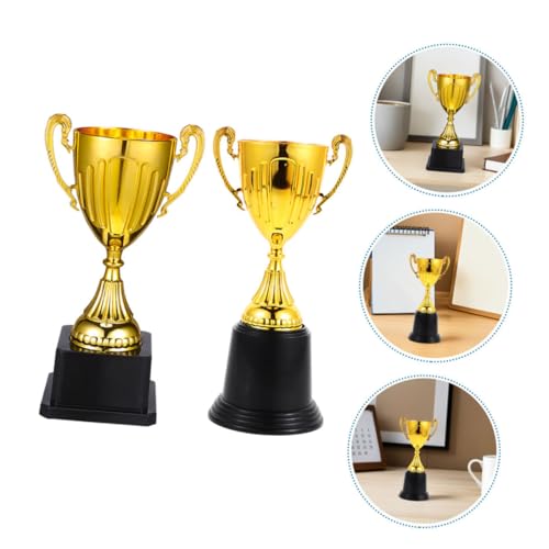 Mini trofeos de plástico dorado Operitacx para premios escolares y eventos, 2 piezas 7