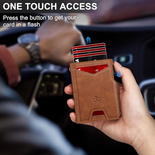 Image of Wallet for Men Wallet with Slim Pop Up Card Holder 9-13 Cards, Bifold Minimalist Smart Wallet RFID Blocking Credit Card Holder with ID Window & Stretchable Cash Slot Compact Metal Aluminum Card Case