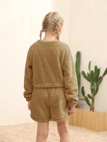 Image of Mafulus Girls Pants Sets Two Pieces Kids Comfy Lightweight Long Sleeve Fleece Sets with Pockets