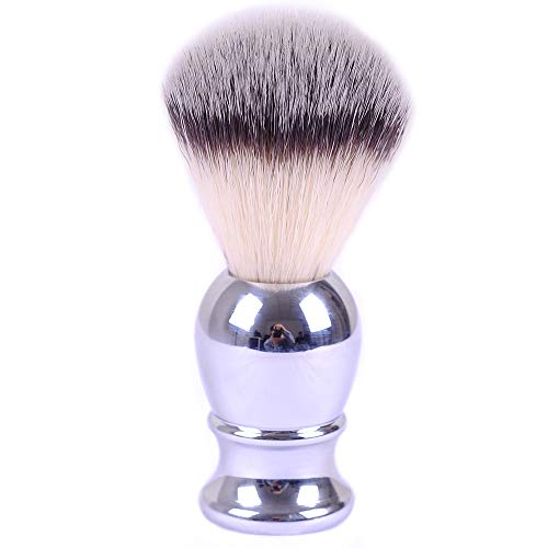 Shaving Brushes, JR 0.79inch Synthetic Nylon Brush Hair Knot with Engineered Zinc Alloy Chrome Handle Shaving Brush for Men, Safety Razor, Double Edge Razor, Shaving Razor