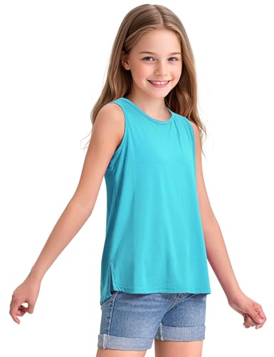 Image of KEREDA Girls Tank Tops Flowy Loose Fit Sleeveless Shirts Summer Tunic Tops