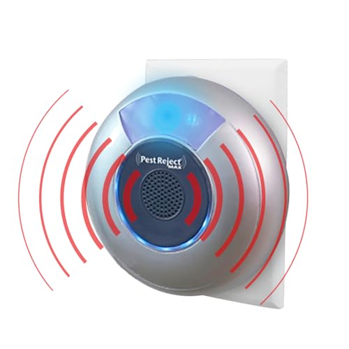 Pest Reject MAX, Repelente Efectivo de plagas, Insectos y roedores, Más Potente y Más Efectivo, Tecnología Electromagnética + Ultrasonido, Frecuencia Variable (1 Unidad)