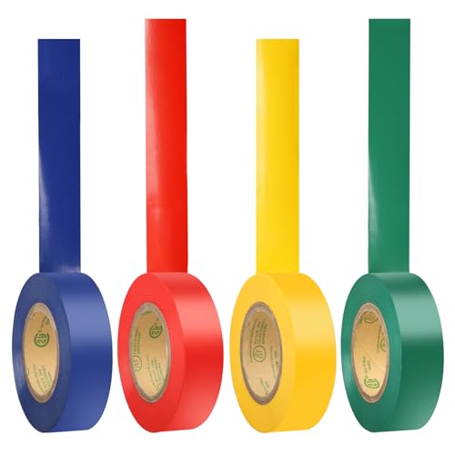 Image of GEYYANG Colored Electrical Tape 4 Pack, Professional Grade UL Approved, Multipurpose Electrical Tape for Home Improvement Electrical Equipment, 0.7in X 33ft PVC Electric Insulating Tape