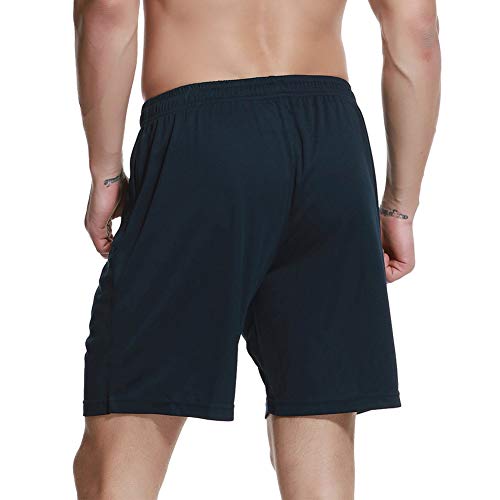 CENFOR Men's 7" Athletic Workout Shorts with Pockets Drawstring Quick Dry Breathable Active Training Shorts(Navy Blue,M)