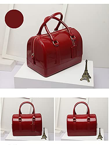 Image of Ladies Summer Jelly Pillow-shaped Top Handle Handbag Candy Color Transparent Crystal Purse