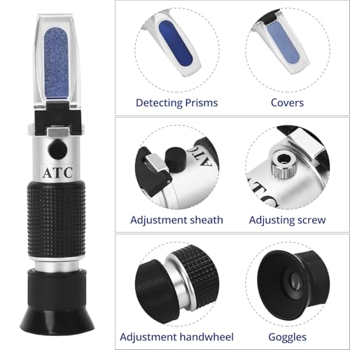 QWORK® Refractómetro anticongelante 4 en 1, comprobador de refrigerante de etileno y propilenglicol con ácido de batería, refractómetro Manual, para automóvil, Industria - imagen 2