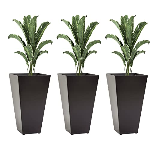 GOWE Set of 3 Tall Planters with Drainage Hole, 28