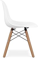 Vista 4 de Sillas de plástico y madera de 21.75 pulgadas para sala de juegos para niños en blanco (juego de 2)
