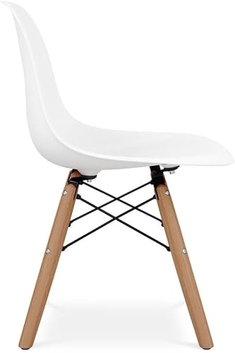 Miniatura 4 de Sillas de plástico y madera de 21.75 pulgadas para sala de juegos para niños en blanco (juego de 2)