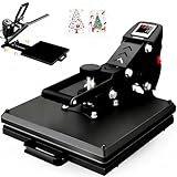 Heißpresse 38x38 Transferpresse, Flachbett-Heizpresse für T-Shirts, Transferpresse, Industrielle Digitale Sublimationsmaschine für Sublimation auf T-Shirts für DIY (Schwarz)