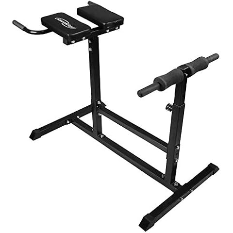 Physionics® Back Extension Bench with Padded Leg Fixation - 5 Sit Up Levels (Height-Adjustable), Max. 200 kg / 440 lbs - Ergonomic Roman Chair, Hyperextension Training Cover