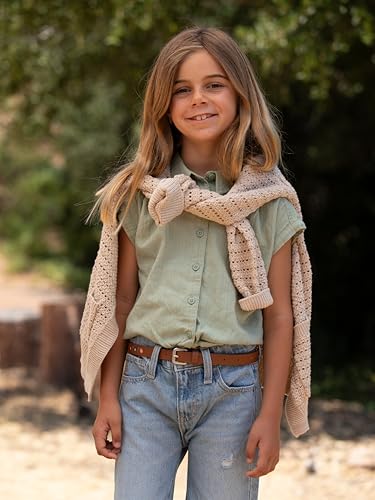 Girls' Embroidered Leather Belt – Boho Floral Pattern– Colorful Fashion Belt for Kids All Ages (4-14 y)3