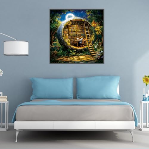 Rompecabezas de fantasía con forma de luna: Biblioteca forestal, 1024 piezas para adultos, arte decorativo para pared, incluye bolsa de almacenamiento, 23,85" x 23,85" miniatura 6