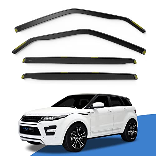 EdgeVisors Wind Deflectors | Fits: Range Rover Evoque MK1 (2011-2018) 5 Door SUV 4pc Set | In-Channel Rain Guards for Wind, Rain & Sun Protection, Easy Installation - Tinted
