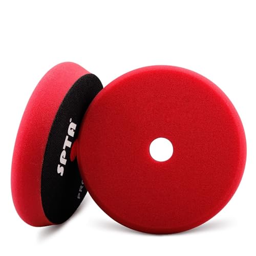 Red T10 Ultra-Fine Finishing Foam Polishing Pads, SPTA 1Pc 6.5 Inch Face for 6 Inch 150mm Backing Plate Compound Buffing Sponge Pads for Car Buffer Polisher Compounding, Polishing and Waxing -FPBFS6R