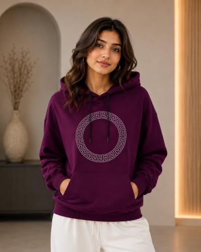 Image of Women's Luxury Rhinestone Geometric Circle Pullover Hoodies for Women