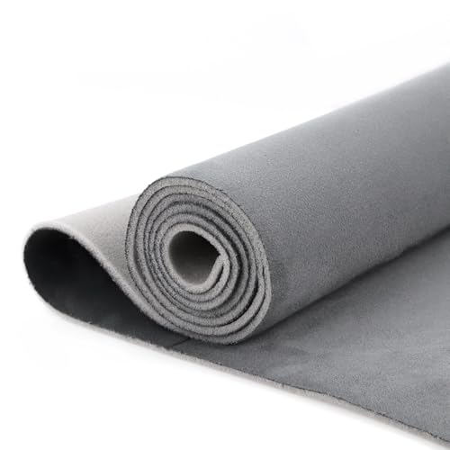 Kefly Gray Suede Headliner Fabric 54' L × 60' W with Foam Backing, Auto Suede Roof Top Fabric, Automotive Interior Roof Replacement Material for Car, SUV, Boat, Pickup, Truck, RV, Home Repair