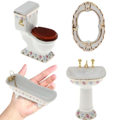 Toilettes et baignoire miniature en porcelaine pour raviver vos souvenirs d'enfance