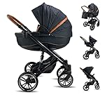 Das High-End Modell Kidmeister Luxus Kombi-Kinderwagen-Set beinhaltet,eine flexibel tragbare ( Babyschale mit Isofix-Option inkl. Adapter ) sowie mit abnehmbarer Haube, Sitzverkleinerung und abnehmbarem Fußsack zugelassen nach DIN-Norm ECE 44-04, bis 13 kg